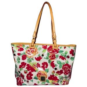 Dooney & Bourke Floral Rose Garden Large Tote Bag Leisure Shopper Travel Vinyl